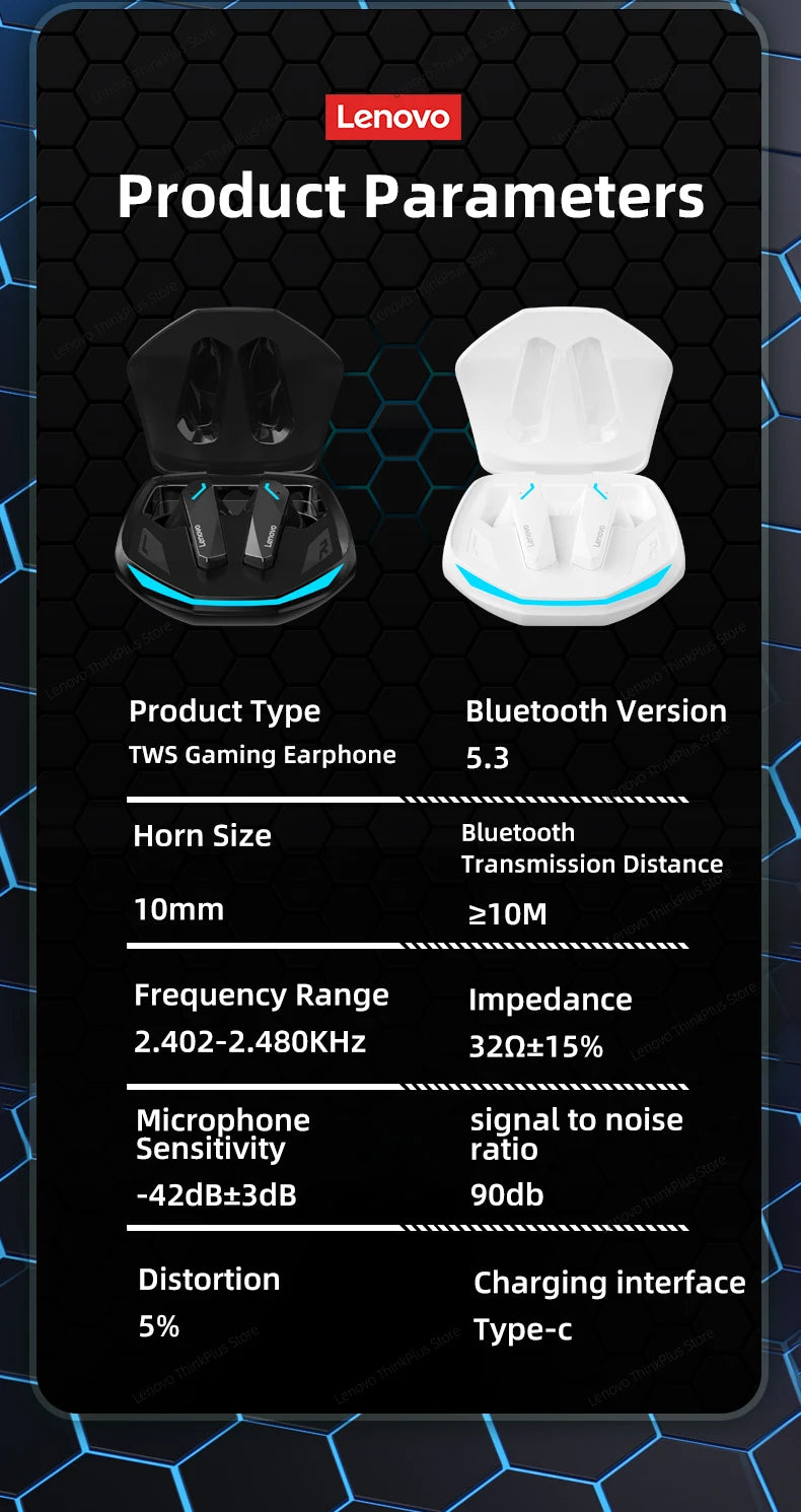 Lenovo GM2 Pro Gaming Headset Bluetooth 5.3 Dual Mode Music Sport Earbuds Noise Reduction Headphones with Mic HD Call